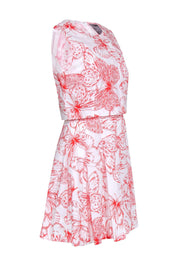Current Boutique-Lela Rose - White & Red Floral Print Dress Sz 8