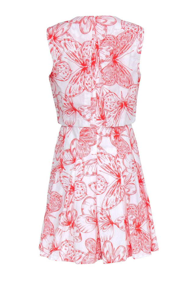 Current Boutique-Lela Rose - White & Red Floral Print Dress Sz 8