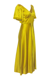 Current Boutique-Lela Rose - Yellow Hammered Satin Midi Dress Sz 6