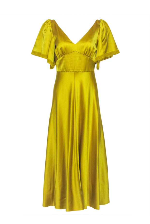Current Boutique-Lela Rose - Yellow Hammered Satin Midi Dress Sz 6