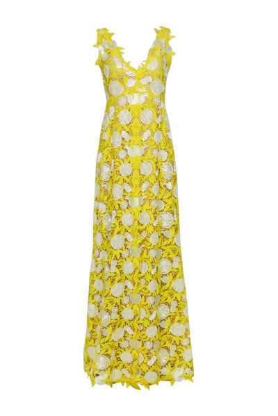 Current Boutique-Lela Rose - Yellow & White Lemon Print Formal Dress Sz 6