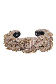 Current Boutique-Lele Sadoughi - Beige Print Knot Front Headband w/ Longhorns and Feathers