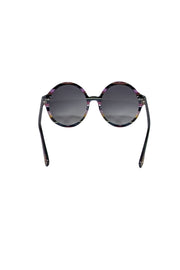 Current Boutique-Lele Sadoughi - Black & Pink Stripe Round Sunglasses