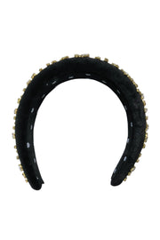 Current Boutique-Lele Sadoughi - Black Velvet Headband w/ Rhinestone Deatil