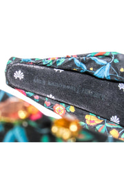 Current Boutique-Lele Sadoughi - Black w/ Multi color Floral Print & Jewels Headband