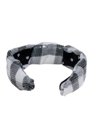 Current Boutique-Lele Sadoughi - Grey & White Plaid Knot Front Headband