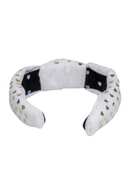 Current Boutique-Lele Sadoughi - White Knot Front w/ Gold Hearts Headband
