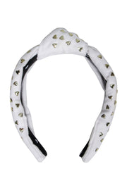 Current Boutique-Lele Sadoughi - White Knot Front w/ Gold Hearts Headband