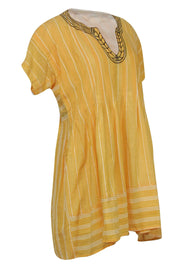 Current Boutique-LemLem - Yellow Pinstripe Keyhole Ruffle Dress Sz S
