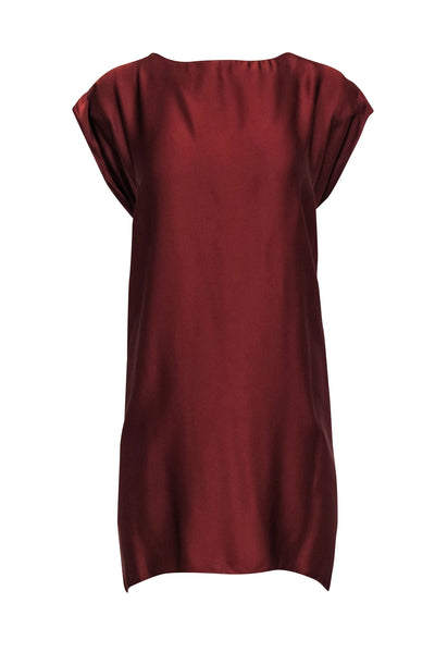 Current Boutique-Leon Max - Cognac Silk Blend Pleated Back Mini Dress Sz S