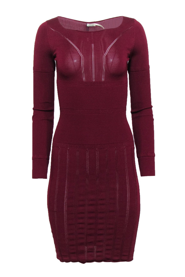 Current Boutique-Leon Max - Maroon Knit Long Sleeve Midi Dress Sz XS