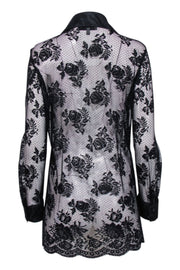 Current Boutique-Les Copains - Black Lace Button Front Sheer Blouse Sz 12