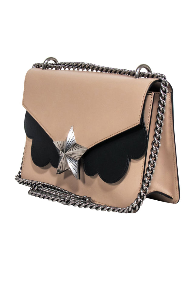 Current Boutique-Les Jeunes Etoiles - Beige & Black Leather Shoulder bag w/ Antiqued Star