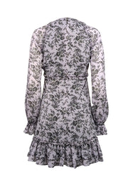 Current Boutique-Likely - Pale Lavender & Dark Grey Floral Print Chiffon Mini Dress Sz 2