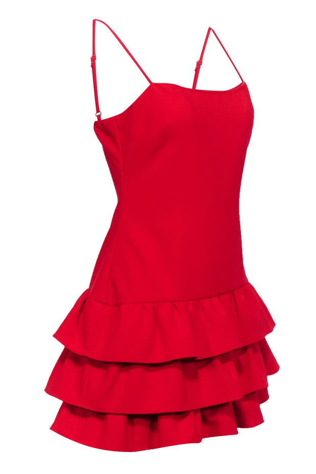 Current Boutique-Likely - Red Sleeveless Ruffled Bottom Mini Dress Sz 8