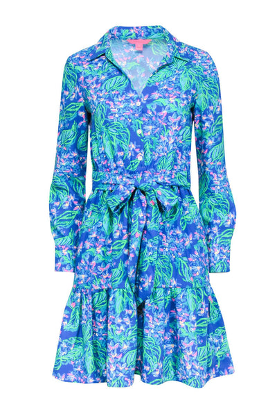 Current Boutique-Lilly Pulitzer - Blue, Green, & Pink Print Button Front Dress Sz 0