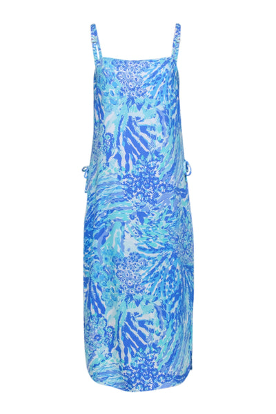 Current Boutique-Lilly Pulitzer - Blue, Turquoise, & White Abstract Floral Print Midi Dress Sz 6