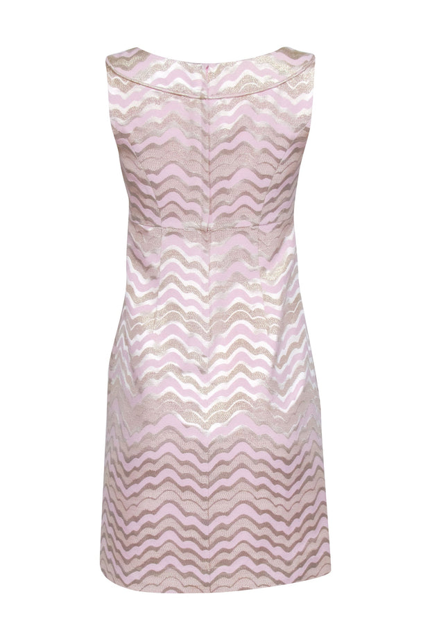 Current Boutique-Lilly Pulitzer - Blush Pink & Gold Metallic Print Sleeveless Dress Sz 2