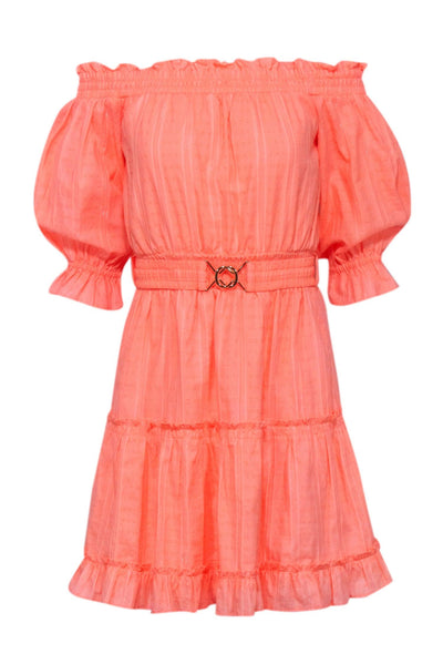 Lilly Pulitzer - Coral Cotton Off-the-Shoulder Belted Dress Sz S