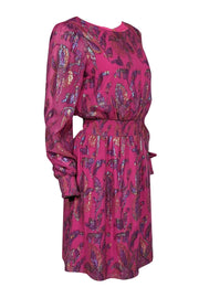 Current Boutique-Lilly Pulitzer - Fuchsia w/ Metallic Gold & Purple Floral Print Silk Dress Sz 6