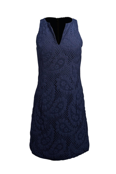 Current Boutique-Lilly Pulitzer - Navy Paisley Lace Sleeveless Dress Sz 2