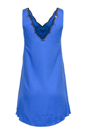 Current Boutique-Lilly Pulitzer - Periwinkle Blue Sleeveless Shift Dress w/ Gold stone V Trim Sz XXS
