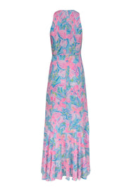 Current Boutique-Lilly Pulitzer - Pink & Aqua Blue Print Sleeveless Maxi Dress Sz 00