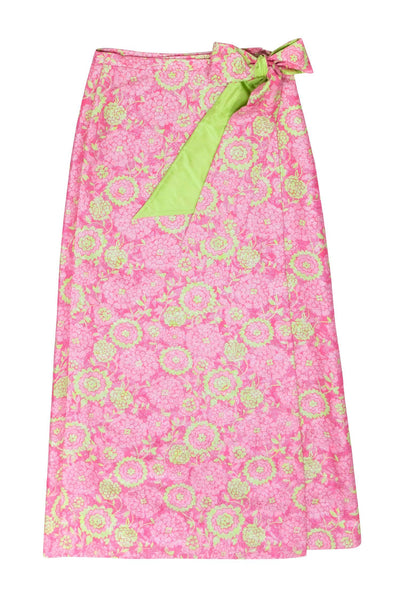Current Boutique-Lilly Pulitzer - Pink & Green Floral Jacquard Maxi Skirt Sz M