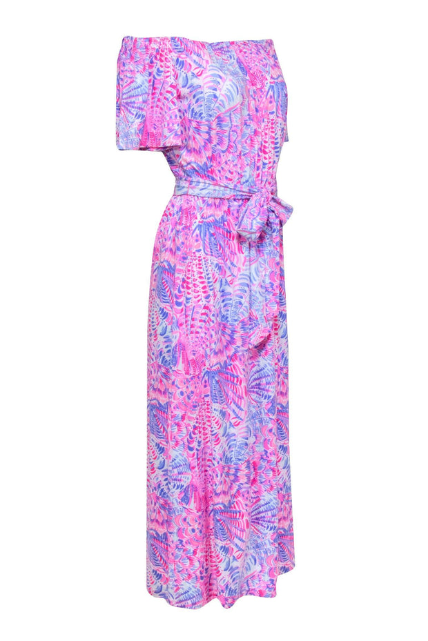 Current Boutique-Lilly Pulitzer - Pink, Lavender, & Blue Print Off The Shoulder Maxi Dress Sz XS