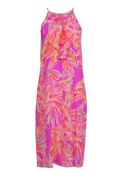 Current Boutique-Lilly Pulitzer - Pink & Neon Orange Abrstrac Print Mid Maxi Dress Sz XXS