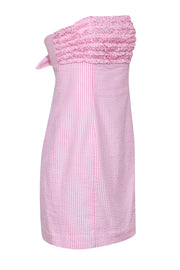 Current Boutique-Lilly Pulitzer - Pink & White Pinstriped Seersucker Mini Strapless Dress Sz 6
