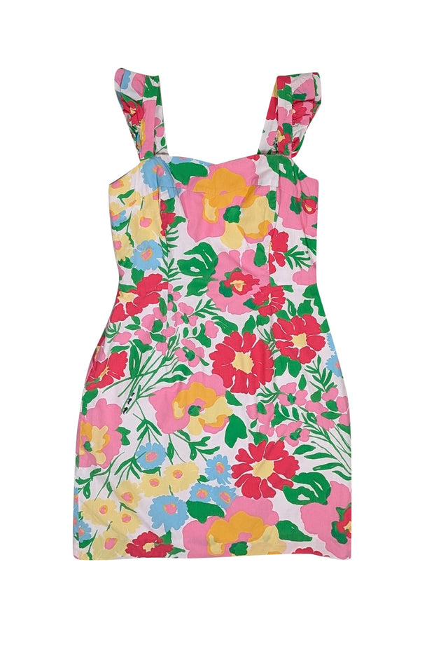 Current Boutique-Lilly Pulitzer - Pink, White, Yellow, Blue & Green Floral Print Sleeveless Mini Dress Sz 0