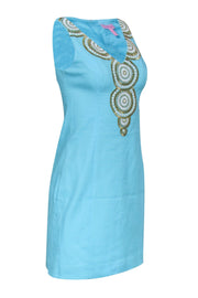 Current Boutique-Lilly Pulitzer - Turquoise Textured Dress w/ Beaded Neckline Sz 0
