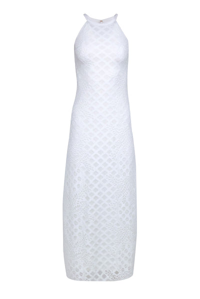 Current Boutique-Lilly Pulitzer - White Sleeveless High Neck Crochet Lace Maxi Dress Sz XXS