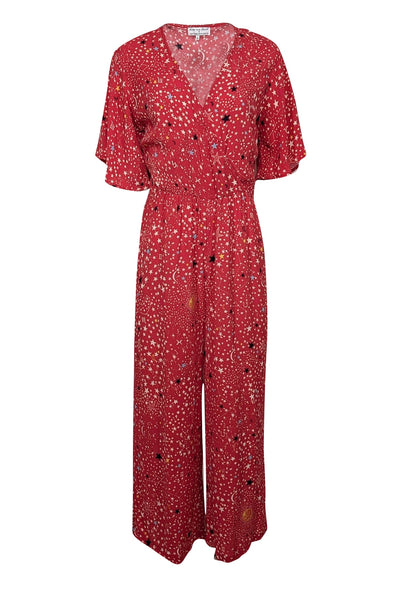 Current Boutique-Lily and Lionel x Anthropologie - Red Cropped Sleeve Celestial Jumpsuit Sz XS