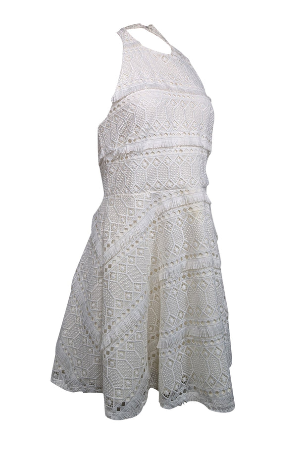 Current Boutique-Lisa & Lucy - Ivory Crochet Lace Halter Dress Sz M