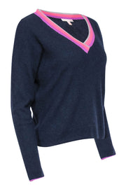 Current Boutique-Lisa Todd - Navy Wool & Cashmere Blend V-Neckline Sweater Sz L