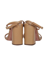 Current Boutique-Loeffler Randall - Beige Leather Strappy Block Heels Sz 6