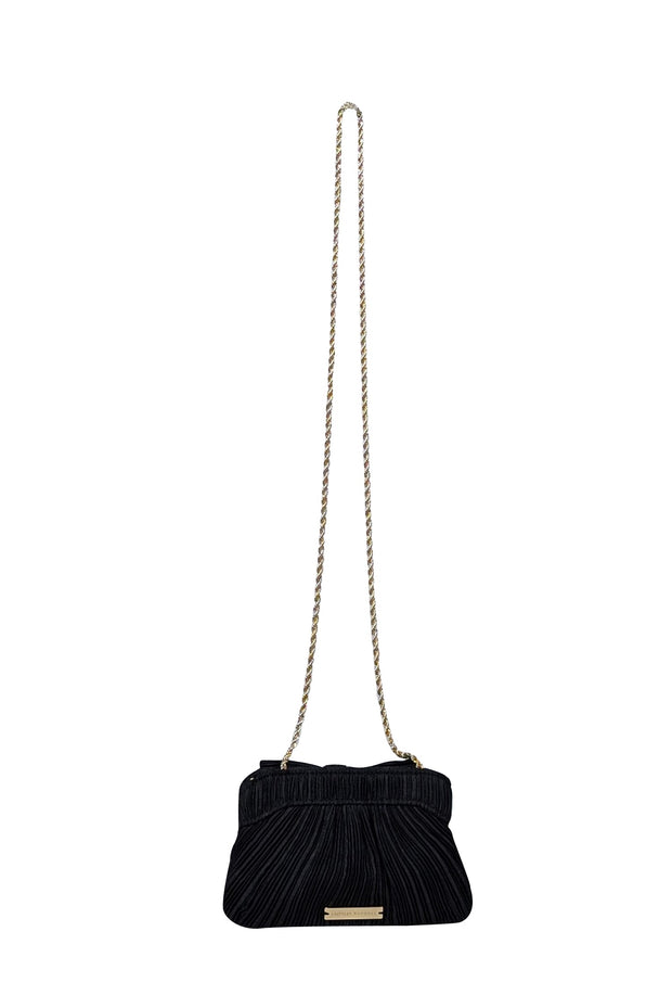 Current Boutique-Loeffler Randall - Black Ribbed Bow Front Mini Bag