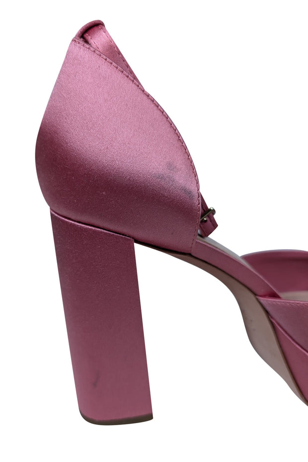 Current Boutique-Loeffler Randall - Pink Satin Selina Platform Pumps Sz 11