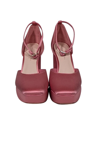 Current Boutique-Loeffler Randall - Pink Satin Selina Platform Pumps Sz 11