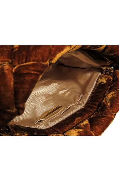 Current Boutique-Loeffler Randall - Tan Copper Velvet Woven "Aviva" Clutch