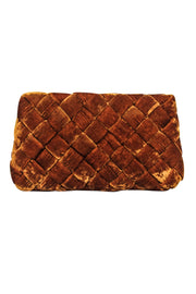Current Boutique-Loeffler Randall - Tan Copper Velvet Woven "Aviva" Clutch
