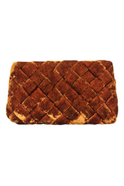 Current Boutique-Loeffler Randall - Tan Copper Velvet Woven "Aviva" Clutch