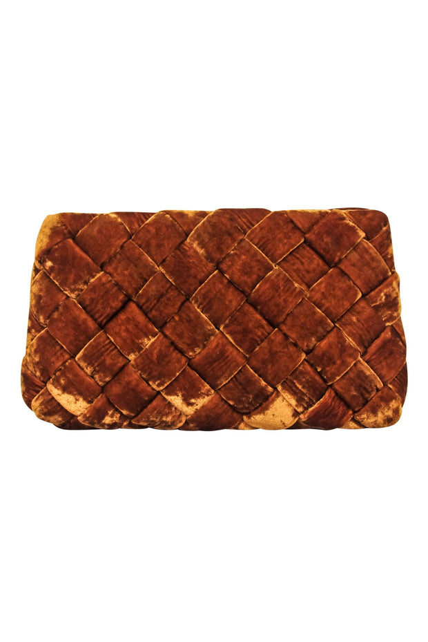 Current Boutique-Loeffler Randall - Tan Copper Velvet Woven "Aviva" Clutch