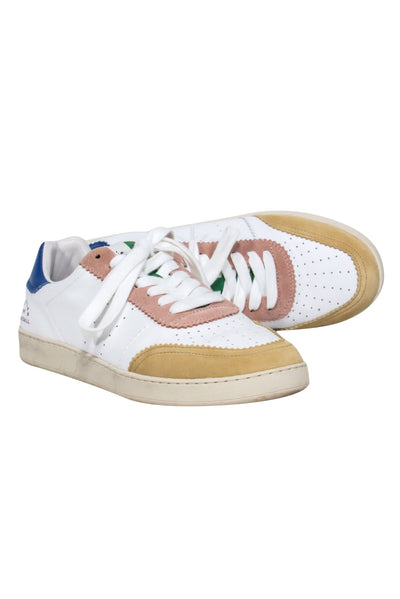 Current Boutique-Loeffler Randall - White Lace Up Sneakers w/ Color Blocking Details Sz 9