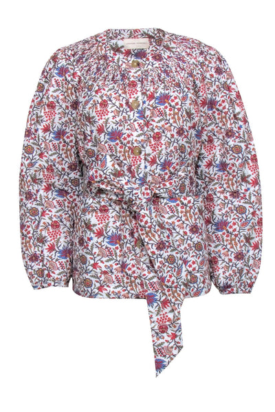 Current Boutique-Loeffler Randall - White w/ Multi Color Floral Print Jacket Sz XS