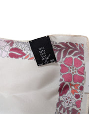 Current Boutique-Longchamp - White, Pink, & Orange Print Square Scarf