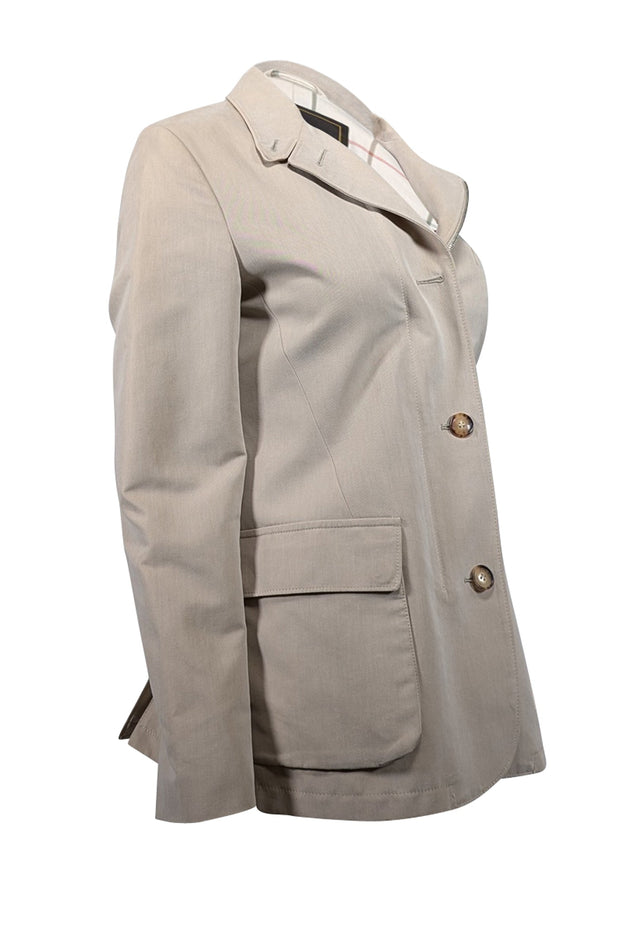 Current Boutique-Loro Piana - Beige Cotton Blend Zipper front Jacket Sz 6