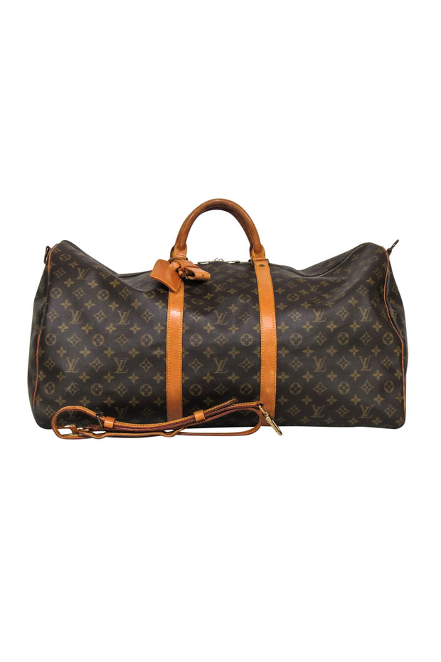 Louis Vuitton - Brown Monogram Bandoulière Keepall 60 w/ Luggage Tag –  Current Boutique